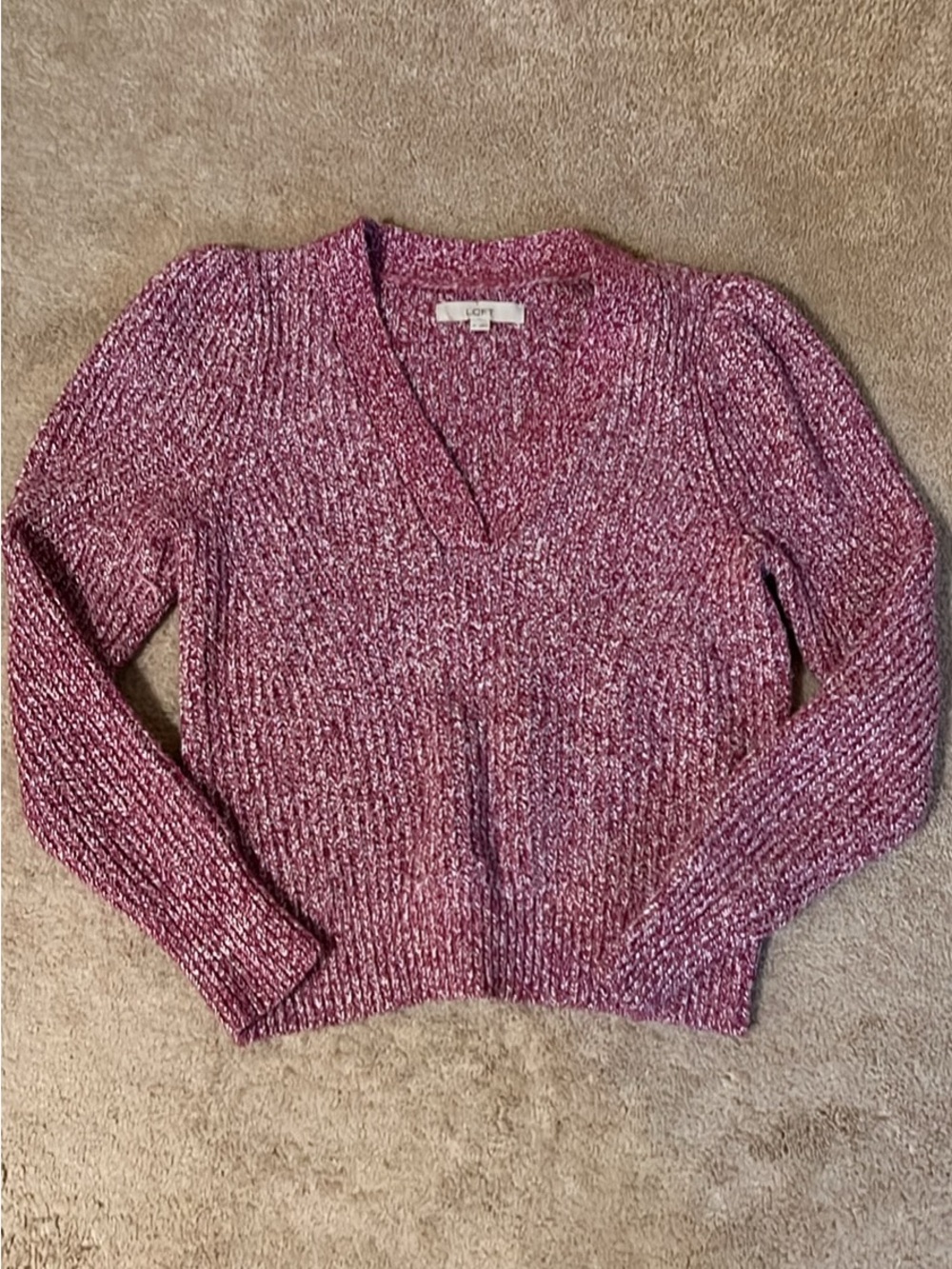 LOFT Rose Marled V-Neck Sweater